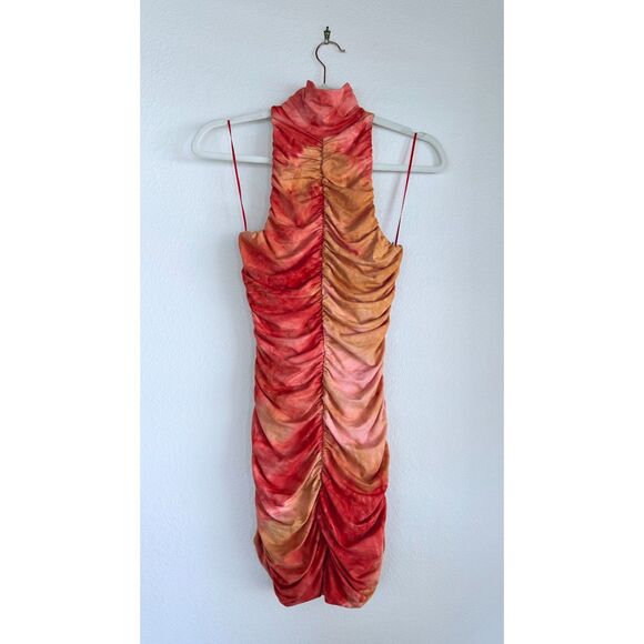 NWOT Torn by Ronny Kobo Kit Ruched Bodycon Mini Dress in Sunset Pink & Orange XS - Picture 6 of 13